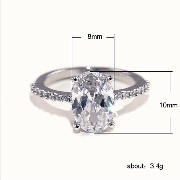 NEW Oval Shaped White Gold-Plated Dazzling Brilliant Cut CZ Band Ring - Picture 16 of 16